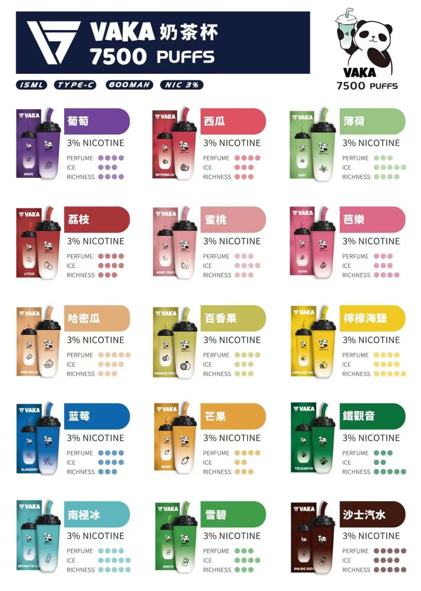 奶茶杯電子煙 vaka7500口 拋棄式
